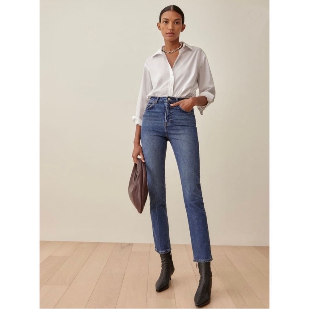 Reformation Liza Ultra High Rise Straight Leg Jeans in Icarian Wash